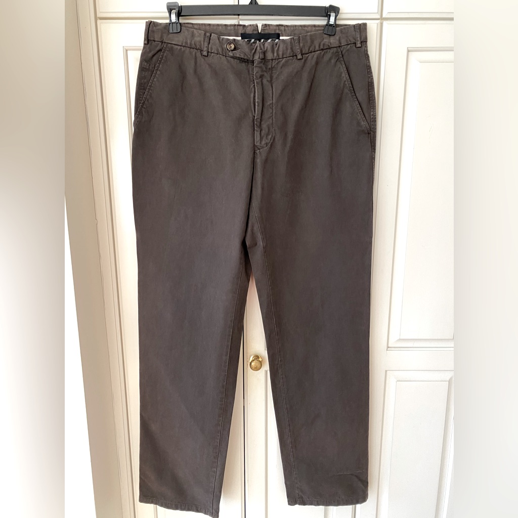 Zegna Chino Pants Cotton Trousers Gray Brushed 5 Pockets Men's 54